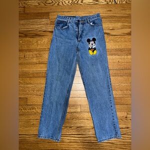 Disney Blue High Rise Jeans with Mickey Mouse